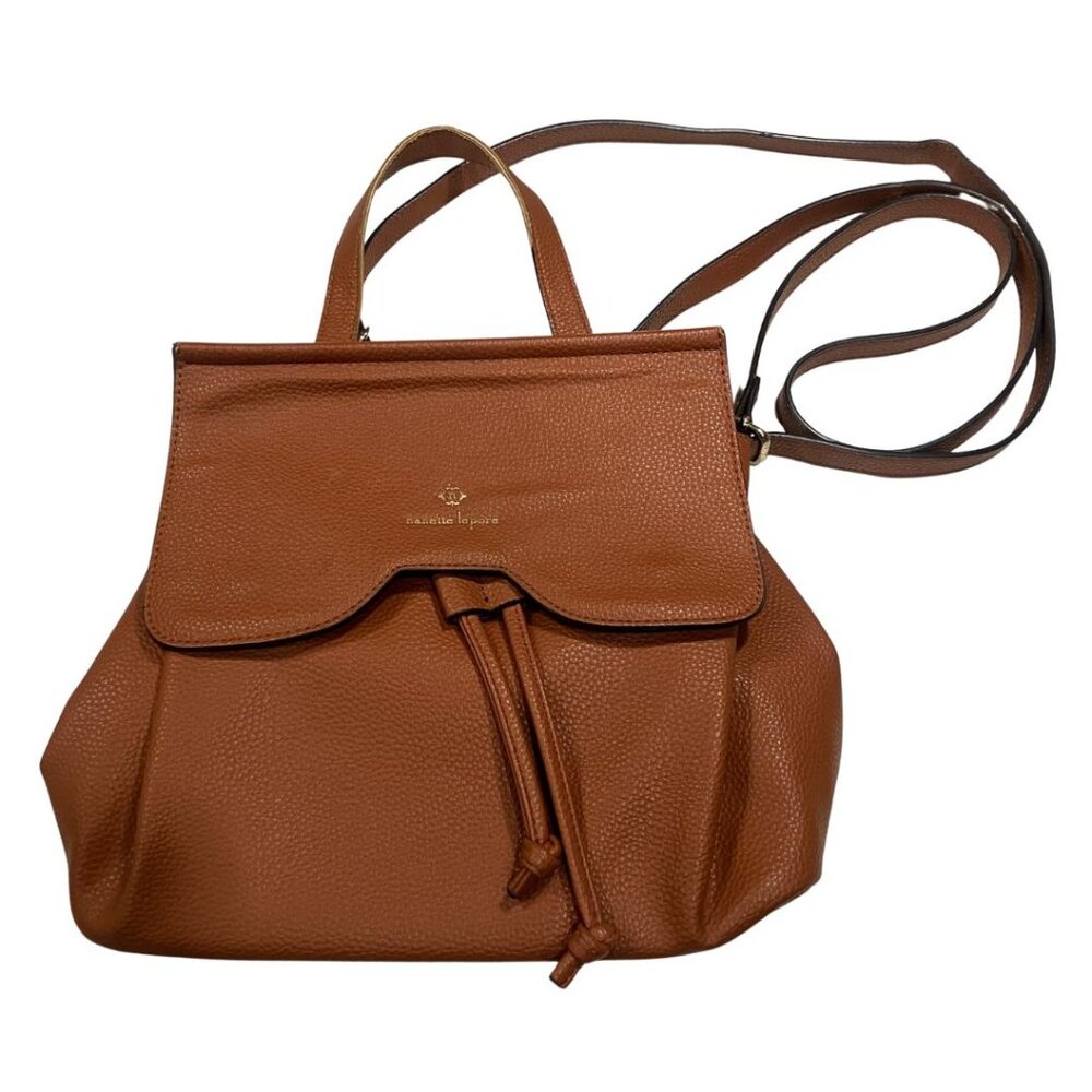 Nanette Lepore Arabelle Convertible Backpack Pebbled Cognac Brown – 10"x10"